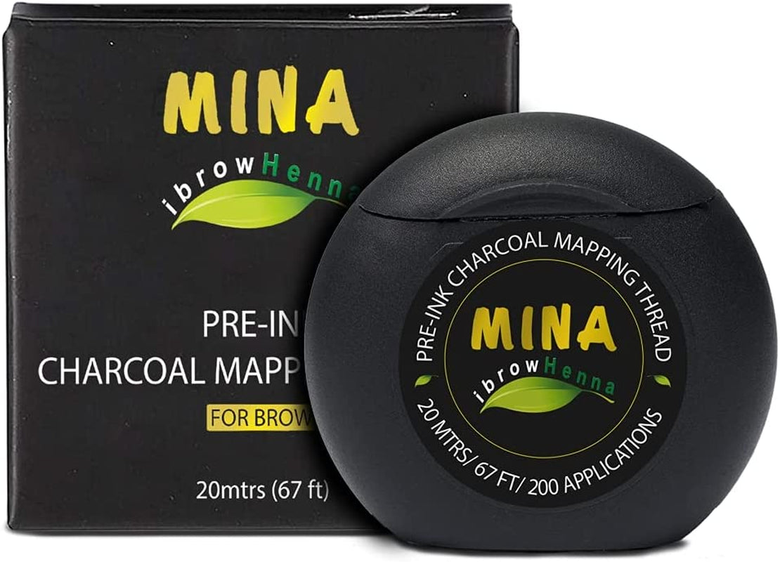 MINA Ibrow 20M Pre-Inked Charcoal Eyebrow Mapping Thread – Smudge-Resistant, Mess-Free, High-Tensile Strength, Skin-Friendly – up to 200 Applications